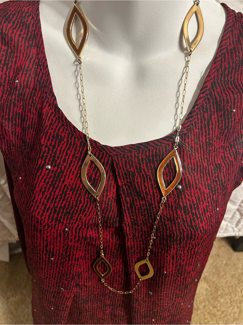 Daisy Fuentes Gold Tone Geometric Long Necklace